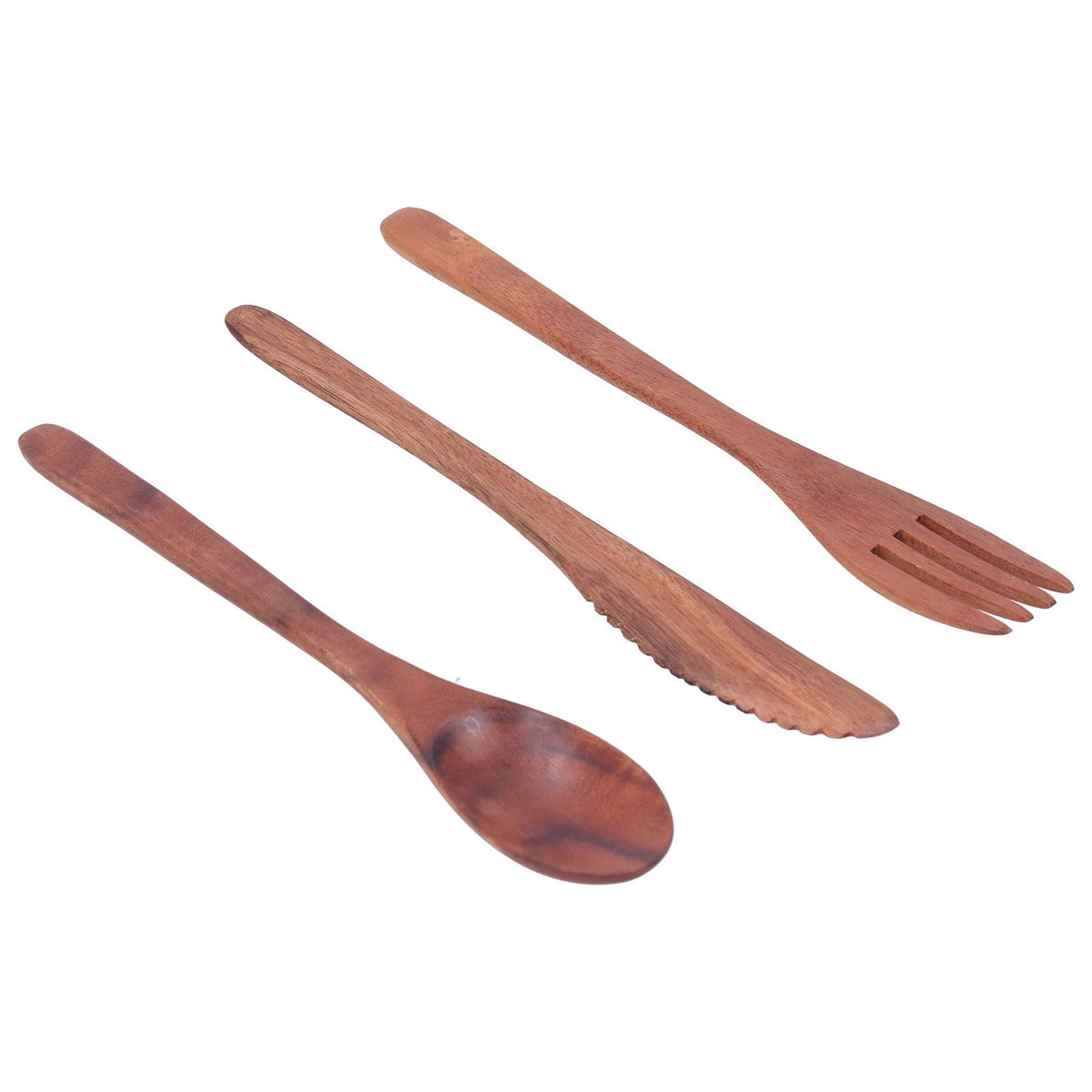 3PCS Wooden Tableware Sets Portable Fork Knife Spoon Cutlery Kitchen Dinnerware Accessories