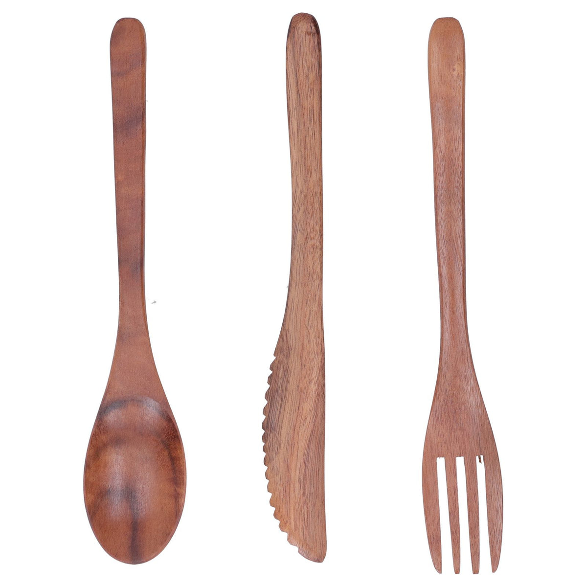 3PCS Wooden Tableware Sets Portable Fork Knife Spoon Cutlery Kitchen Dinnerware Accessories