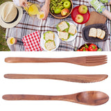 3PCS Wooden Tableware Sets Portable Fork Knife Spoon Cutlery Kitchen Dinnerware Accessories