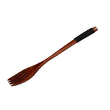 Japanese Wooden Fork Kitchen Tableware Cutlery for Barbecue Picnic Camping Parties - Rear View