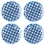 4PCS 9in Salad Plate Fruit Plate Dessert Cake Dishes Pastry Tray Tableware DecorationDark Blue Grid