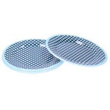 4PCS 9in Salad Plate Fruit Plate Dessert Cake Dishes Pastry Tray Tableware DecorationDark Blue Grid