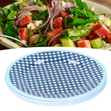 4PCS 9in Salad Plate Fruit Plate Dessert Cake Dishes Pastry Tray Tableware DecorationDark Blue Grid