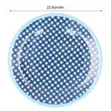 4PCS 9in Salad Plate Fruit Plate Dessert Cake Dishes Pastry Tray Tableware DecorationDark Blue Grid