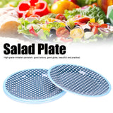 4PCS 9in Salad Plate Fruit Plate Dessert Cake Dishes Pastry Tray Tableware DecorationDark Blue Grid