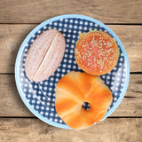 4PCS 9in Salad Plate Fruit Plate Dessert Cake Dishes Pastry Tray Tableware DecorationDark Blue Grid