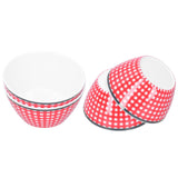 4PCS 6in Salad Bowl Dinner Serving Bowl Sets Kitchen Imitation Porcelain DinnerwareRed Grids