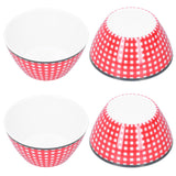 4PCS 6in Salad Bowl Dinner Serving Bowl Sets Kitchen Imitation Porcelain DinnerwareRed Grids - Front View