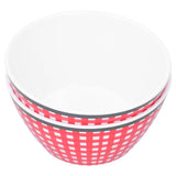 4PCS 6in Salad Bowl Dinner Serving Bowl Sets Kitchen Imitation Porcelain DinnerwareRed Grids