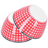4PCS 6in Salad Bowl Dinner Serving Bowl Sets Kitchen Imitation Porcelain DinnerwareRed Grids