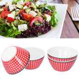 4PCS 6in Salad Bowl Dinner Serving Bowl Sets Kitchen Imitation Porcelain DinnerwareRed Grids