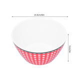 4PCS 6in Salad Bowl Dinner Serving Bowl Sets Kitchen Imitation Porcelain DinnerwareRed Grids