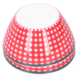 4PCS 6in Salad Bowl Dinner Serving Bowl Sets Kitchen Imitation Porcelain DinnerwareRed Grids
