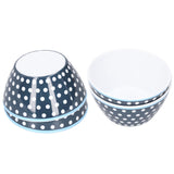 4PCS 6in Salad Bowl Dinner Serving Bowl Sets Kitchen Imitation Porcelain DinnerwareDark Blue Dots