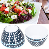 4PCS 6in Salad Bowl Dinner Serving Bowl Sets Kitchen Imitation Porcelain DinnerwareDark Blue Dots