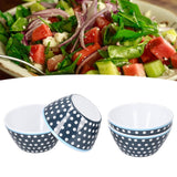 4PCS 6in Salad Bowl Dinner Serving Bowl Sets Kitchen Imitation Porcelain DinnerwareDark Blue Dots