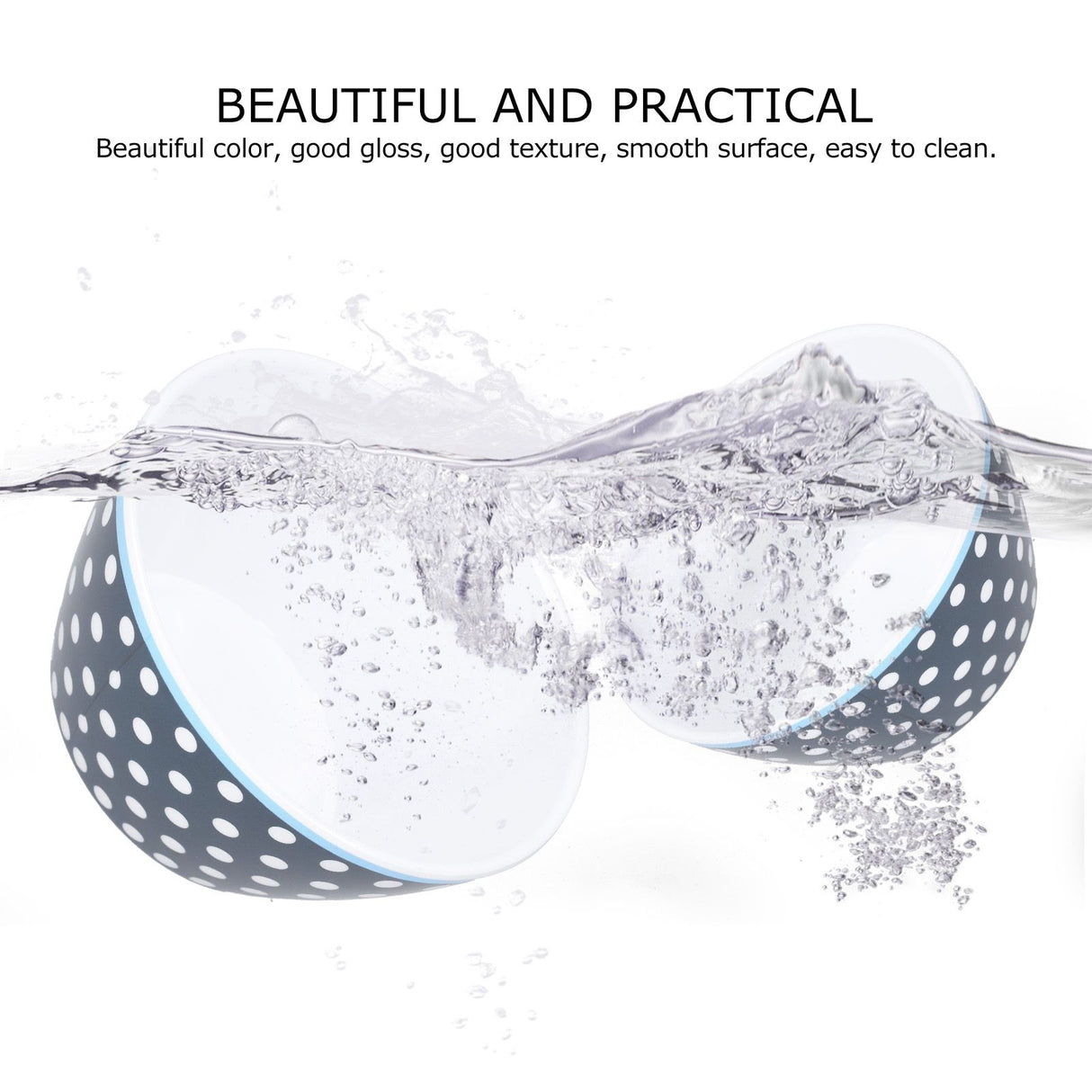 4PCS 6in Salad Bowl Dinner Serving Bowl Sets Kitchen Imitation Porcelain DinnerwareDark Blue Dots