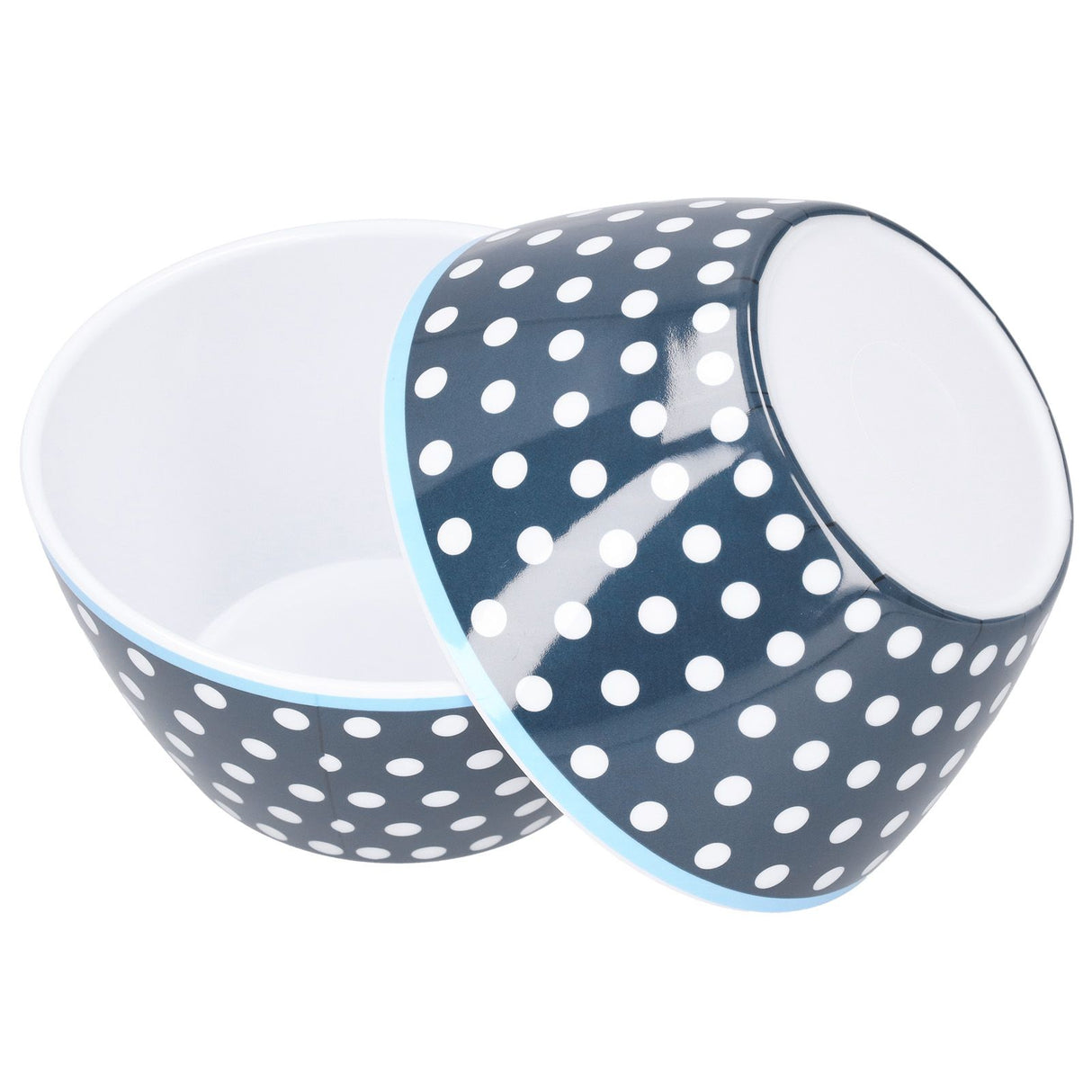 4PCS 6in Salad Bowl Dinner Serving Bowl Sets Kitchen Imitation Porcelain DinnerwareDark Blue Dots