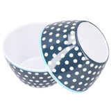 4PCS 6in Salad Bowl Dinner Serving Bowl Sets Kitchen Imitation Porcelain DinnerwareDark Blue Dots
