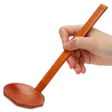 Wooden Noodle Spoon Stylish Food Grade Long Handle Soup Spoon for Hot Pot Ramen - Close-Up Angle