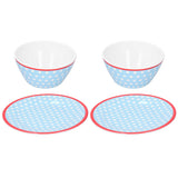 4Pcs/Set Salad Fruit Plate Dish Bowl Set Dinnerware Tableware for Home Restaurant Supplies - Rear View
