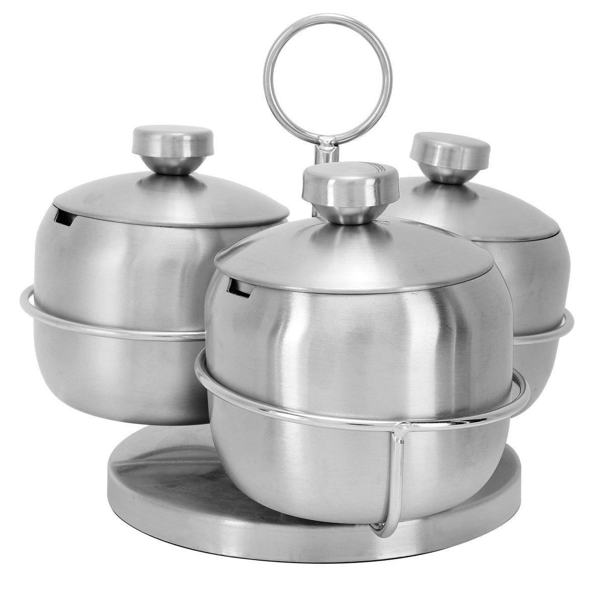 Seasoning Pot Set Innovative Rotating Condiment Spice Salt Sugar Jar Container with Lid Spoon