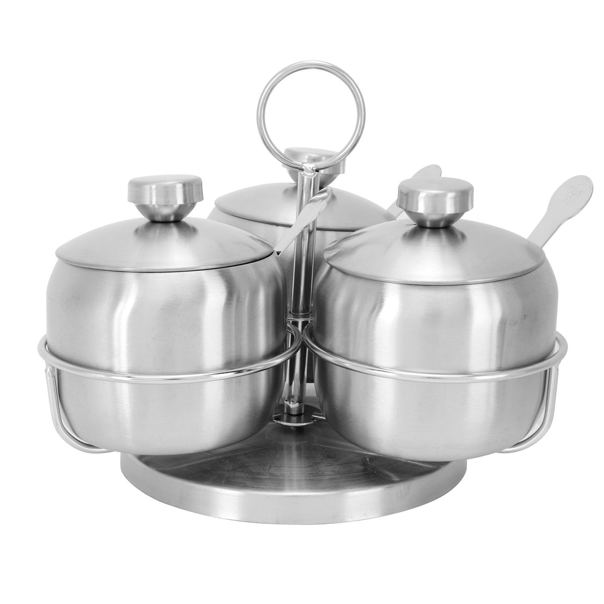 Seasoning Pot Set Innovative Rotating Condiment Spice Salt Sugar Jar Container with Lid Spoon