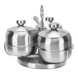 Seasoning Pot Set Innovative Rotating Condiment Spice Salt Sugar Jar Container with Lid Spoon - Top-Down View