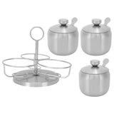 Seasoning Pot Set Innovative Rotating Condiment Spice Salt Sugar Jar Container with Lid Spoon