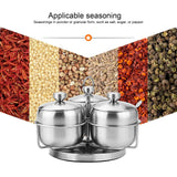 Seasoning Pot Set Innovative Rotating Condiment Spice Salt Sugar Jar Container with Lid Spoon
