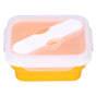 Silicone Insulation Box Portable Lunch Box with Integrated Fork Spoon for Office SchoolOrange 600ML