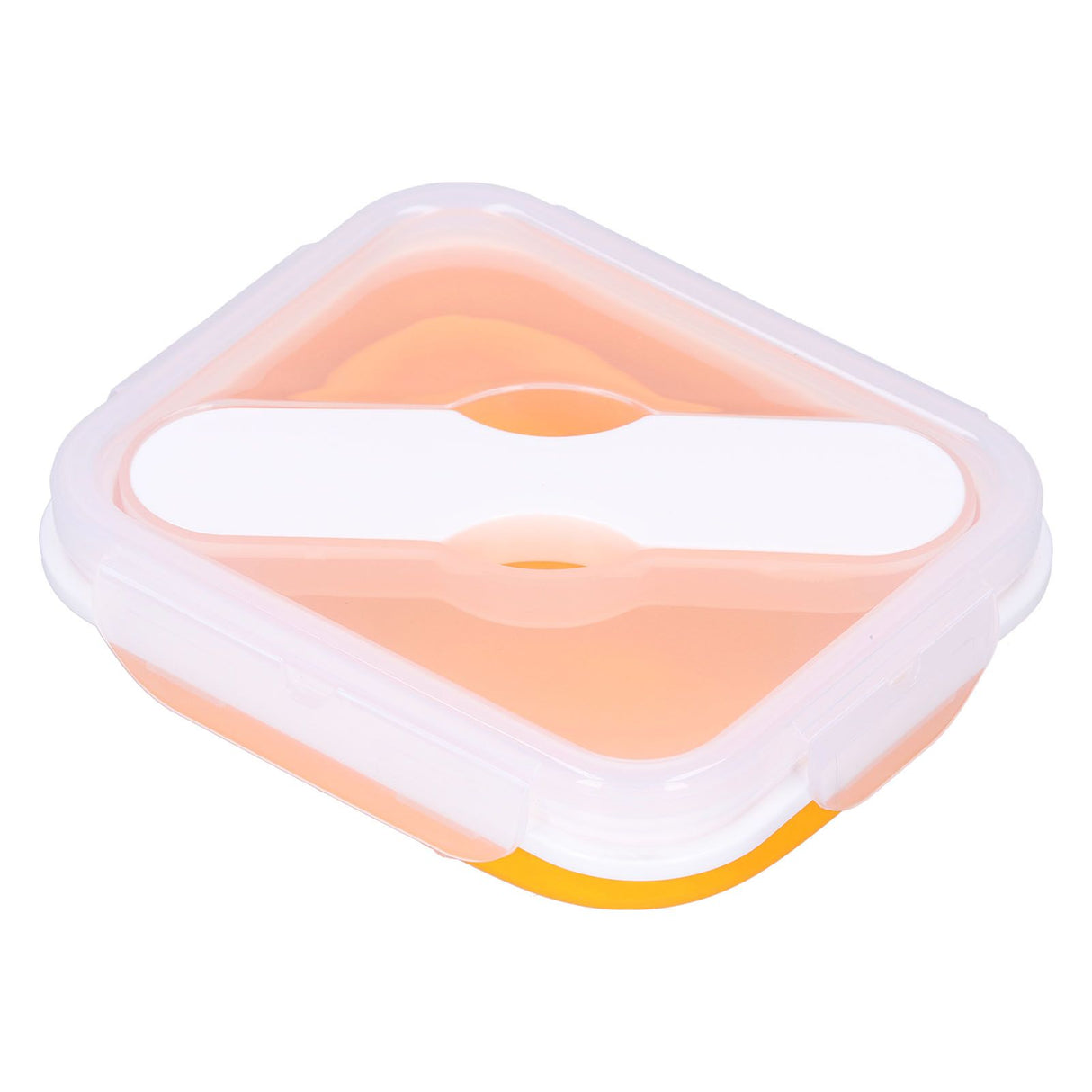 Silicone Insulation Box Portable Lunch Box with Integrated Fork Spoon for Office SchoolOrange 600ML