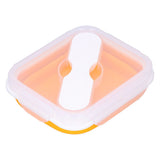 Silicone Insulation Box Portable Lunch Box with Integrated Fork Spoon for Office SchoolOrange 600ML