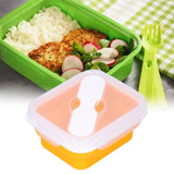 Silicone Insulation Box Portable Lunch Box with Integrated Fork Spoon for Office SchoolOrange 600ML
