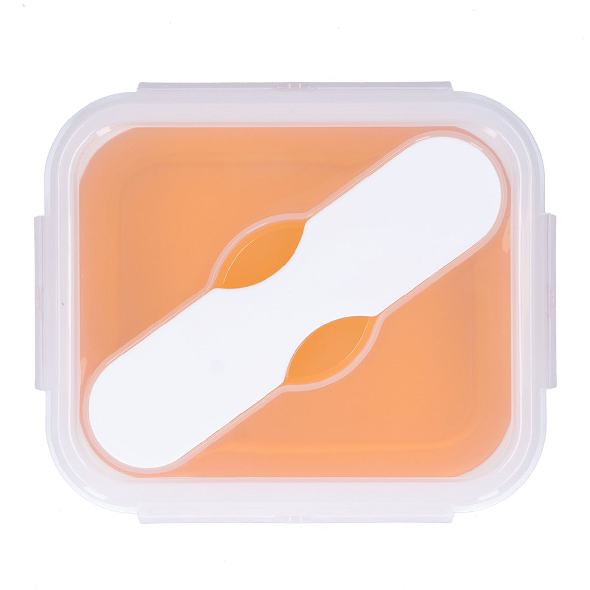 Silicone Insulation Box Portable Lunch Box with Integrated Fork Spoon for Office SchoolOrange 600ML