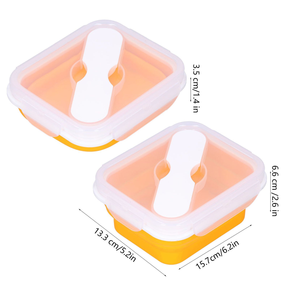Silicone Insulation Box Portable Lunch Box with Integrated Fork Spoon for Office SchoolOrange 600ML