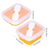 Silicone Insulation Box Portable Lunch Box with Integrated Fork Spoon for Office SchoolOrange 600ML - Extra Image