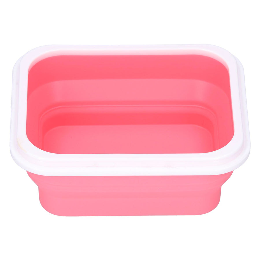 Silicone Insulation Box Portable Lunch Box with Integrated Fork Spoon for Office SchoolPink 600ML