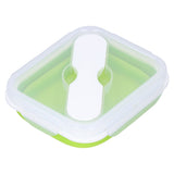 Silicone Insulation Box Portable Lunch Box with Integrated Fork Spoon for Office SchoolFruit Green 600ML