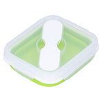 Silicone Insulation Box Portable Lunch Box with Integrated Fork Spoon for Office SchoolFruit Green 600ML