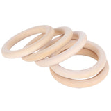 20Pcs Wood Baby Natural Teething Rings DIY Jewelry Circle Pendant Craft Making Accessory70mm - Rear View