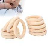 20Pcs Wood Baby Natural Teething Rings DIY Jewelry Circle Pendant Craft Making Accessory70mm - Extra Image