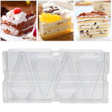 10pcs Baking Cake Box 4 Grid Triangular Transparent Material Cake Box for Dessert Bakery