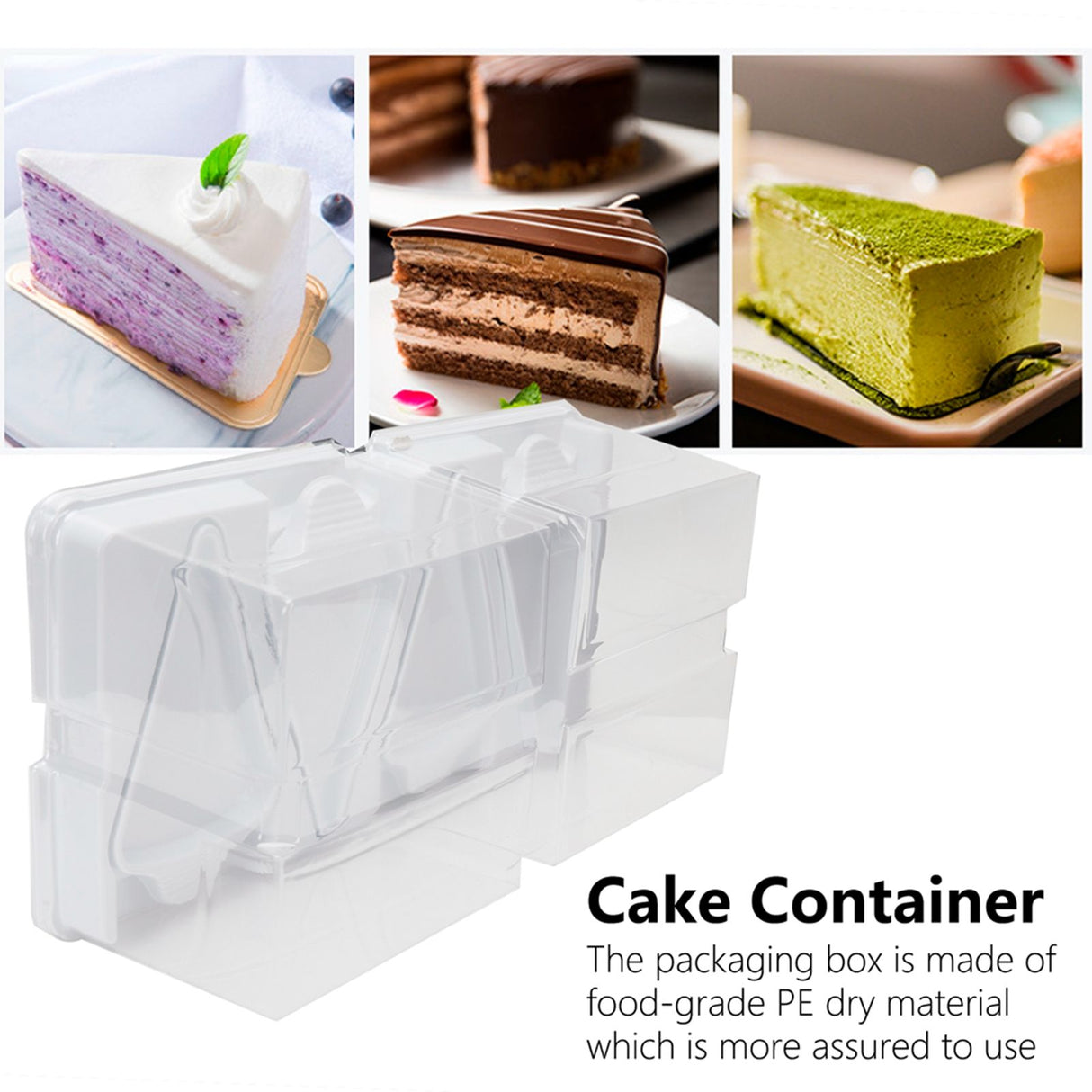 10pcs Baking Cake Box 4 Grid Triangular Transparent Material Cake Box for Dessert Bakery