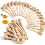 50PCS 8CM Wood Honey Dipper Sticks Honey Stirrer Dispensing Wand for Wedding Party Favors