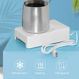 USB Heating Cooling Coaster Portable Cup Warmer Refrigeration Pad for Home Office Car Use