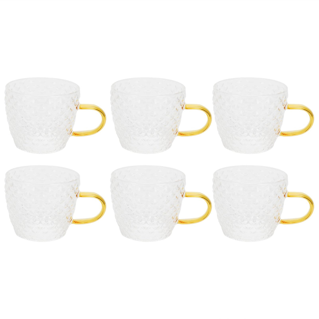 6Pcs Heat Resistant Glass Cup Tea Cup with Handle Tea Set Accessories for Home Tea House