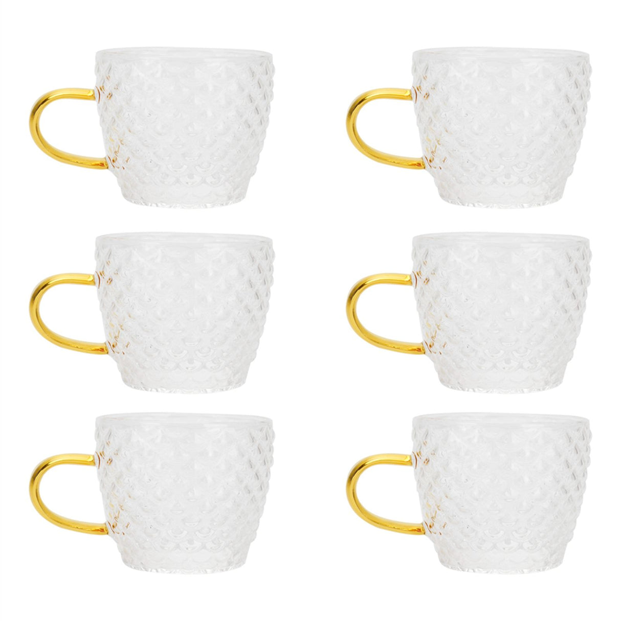 6Pcs Heat Resistant Glass Cup Tea Cup with Handle Tea Set Accessories for Home Tea House