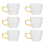6Pcs Heat Resistant Glass Cup Tea Cup with Handle Tea Set Accessories for Home Tea House