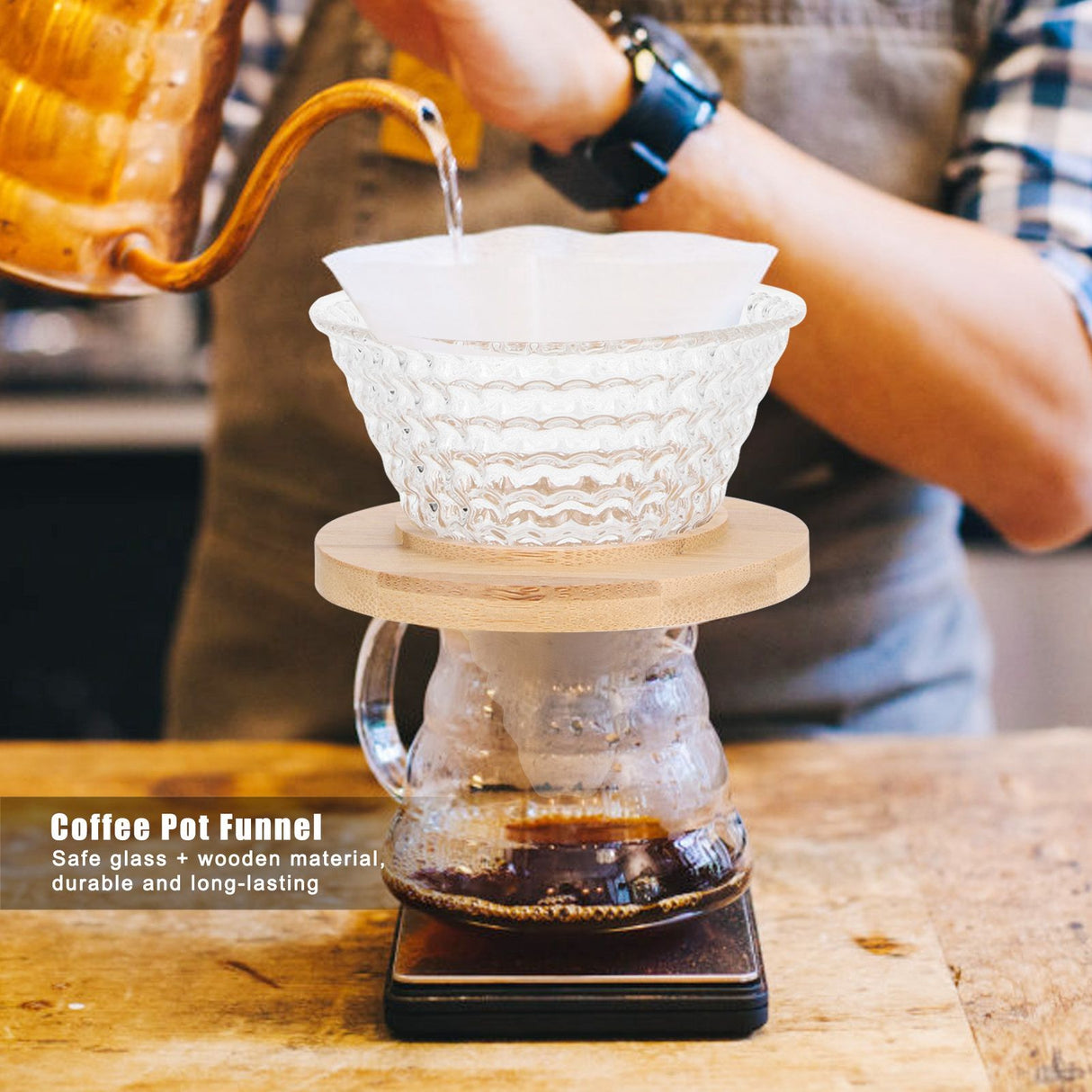 Coffee Pot Filter reusable glass Coffee Dripper Funnel Kettle Brewer AccessoriesTransparent
